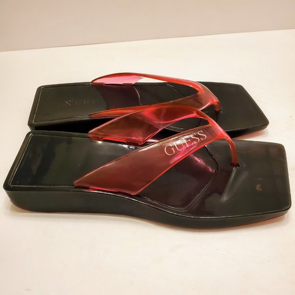 Vintage Y2K GUESS Plastic Square Toe Flip Flop Thong Sandals Size: 6 - Picture 5 of 13
